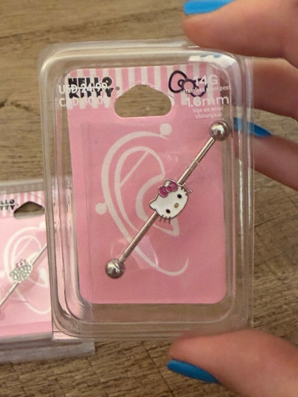NWT Hello Kitty Stainless Steel Post Earring industrial bar